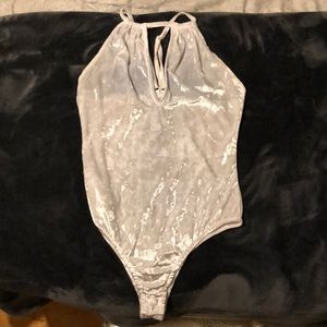 iHeartRaves white velvet bodysuit